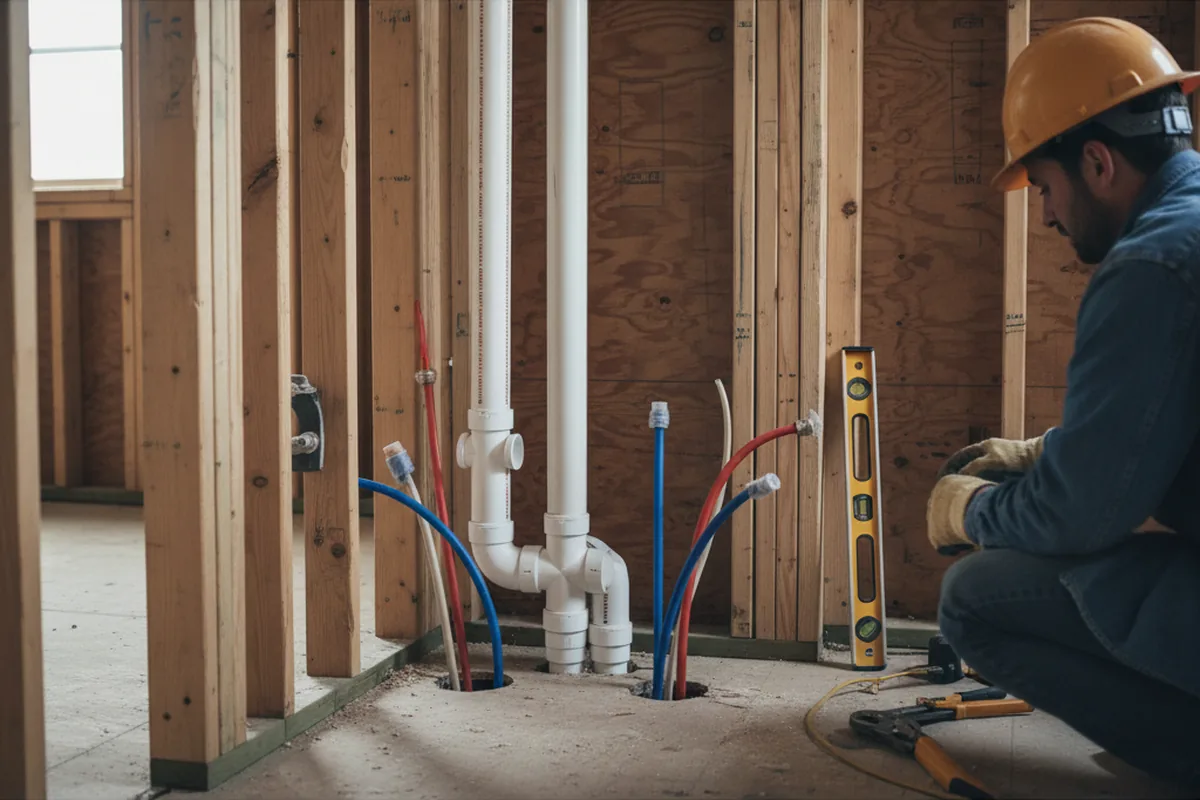 Drain and supply rough-in during Drain Cleaning in Maple Grove