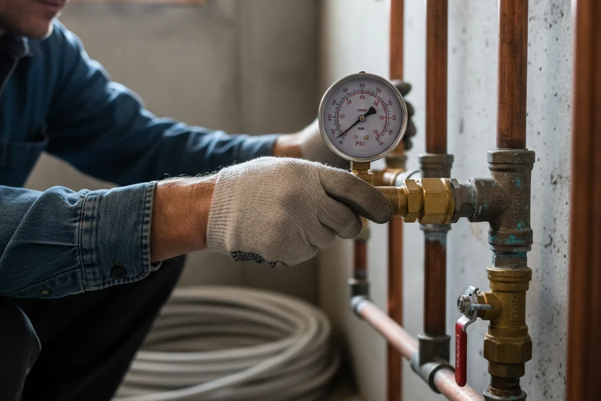 Pressure testing a repaired line during Water Line Repair in Maple Grove
